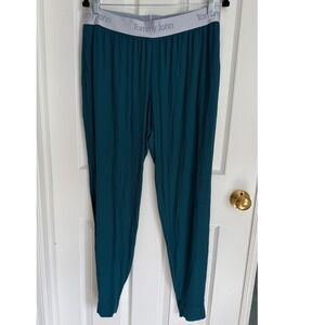Tommy John Second Skin Ribbed Sleep Joggers Teal Green XL Womens Pajama Pants